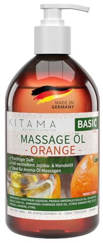 Kitama Massageöl Orange 250ml - Authentisches Thai Aromaöl, made in Germany | Fruchtiger Orangenduft für pflegende Anwendungen daheim & in Thaimassage. Haut- plus Körperpflege für Wellness & Spa