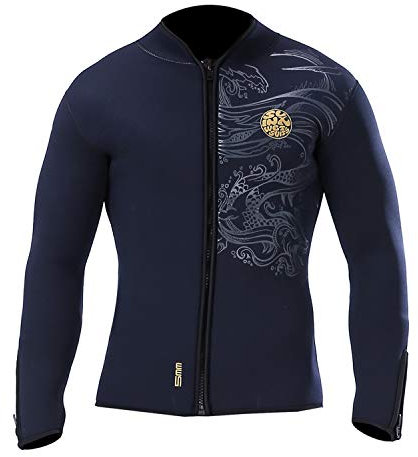 PAWHITS Neoprenanzug 5 mm Lange Ärmel Thermo-Neopren Jacke für Damen und Herren Schwarz (L)