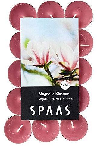 Spaas Pack chauffe plats parfumées Fleur de 30 Duft-Teelichter, ± 4,5 Stunden-Magnolia Blossom, Zartrosa, D 39 mm x H 16 mm