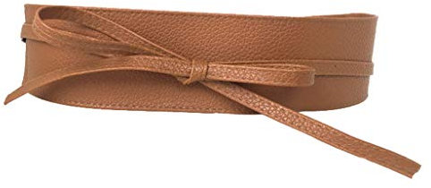 Xiang Ru Pu Leder Damen Breite Gürtel Taillengürtel Hüftgurt Wickelgürtel,220CM Länge Braun