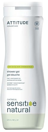 ATTITUDE Body Wash for Sensitive Skin, EWG Verified Shower Gel, Soothing Oat, Dermatologically Tested, Plant and Mineral-Based, Vegan Personal Care, Avocado Oil, 473 mL