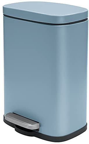 Spirella Treteimer 5 Liter Edelstahl Softclose mit Kunststoffeinsatz Akira Badezimmer Abfalleimer Fallbremse Matt Blau
