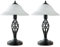 MiniSun | Traditional Style Satin Black Barley Twist Table Lamps with a Frosted Alabaster Shade | Table Lamps, Home Décor & Improvement Essential | Set of 2