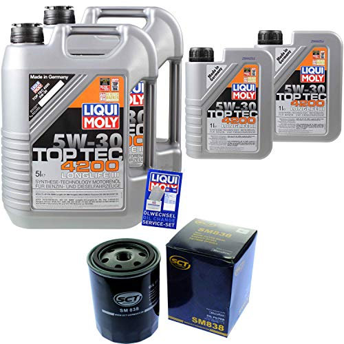 Filter Set Inspektionspaket 12 Liter Liqui Moly Motoröl Top Tec 4200 5W-30 SCT Germany Ölfilter