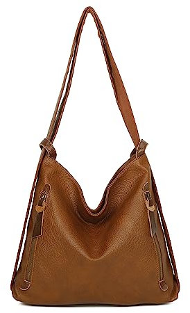 ITALYSHOP24.COM OBC Damen Tasche Rucksack 2 in 1 Umhängetasche Schultertasche Umhängetasche Daypack Leder Rucksacktasche Shopper Backpack Freizeitrucksack (Cognac)