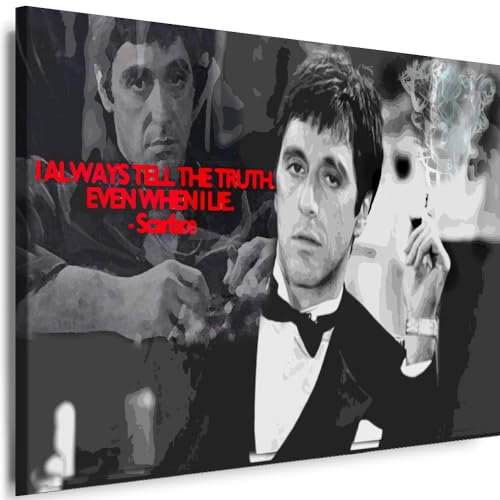 Myartstyle - Bilder Scarface 60 x 40 cm Leinwandbilder Xxl - 1 Teilige Wandbilder Film Popular Movies Kunstdrucke w-P-2020-33