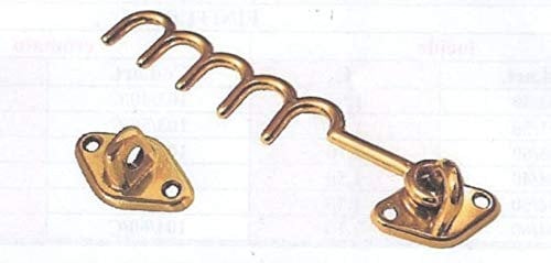 Gancio fermapersiane regolabile mm 60-140 in ottone lucido