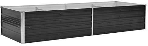Festnight Hochbeet Blumentopf Pflanzkübel Blumenkasten Pflanzkasten Metall Pflanzbeet Gartenbeet Frühbeet Garten Blumenhochbeet für Terrasse & Garten Anthrazit 240 x 80 x 45 cm Verzinkter Stahl