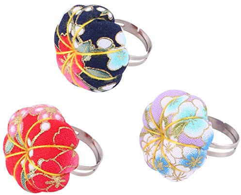 3 Stück Finger Nadelkissen Verstellbare Blumenmuster Quilters Handwerker Fingerring Nadelkissen Stich Nadelhalter Pads Nähen Zubehör Zufällige Farbe
