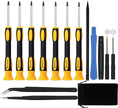 13 in 1 Torx Schraubendreher-Set mit T3 T4 T5 T6 T8 T10 Sicherheit Schraubendreher und ESD Pinzette, Magnetische Präzisions-Reparaturset für Xbox, iPhone, PS4, Macbook, Uhr, Elektronik