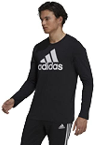 adidas Men's Standard Essentials Long Sleeve T-Shirt, Black/White/White, Medium
