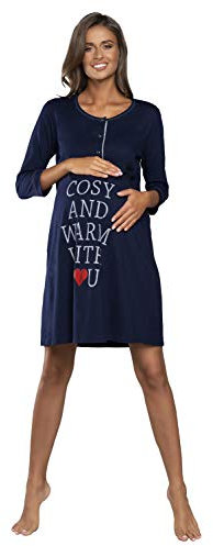 Italian Fashion Chemise de Nuit Allaitement | Pyjama Grossesse et Maternité | Pyjama Femme Enceinte pour la Maison et l’Hôpital | Tenue Maternité Accouchement avec Fermeture S-XXL