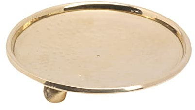 NKlaus Kerzenteller Ø8 cm innen mit Füße & Rand Messing Gold poliert Teller Dekoration 10552