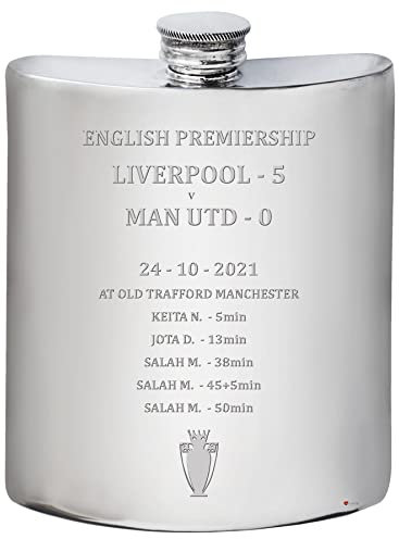 Liverpool Vainqueur 5-0 MAN UTD Flasque en Étain 6 oz Célébration de la Victoire 2021 à Old Trafford