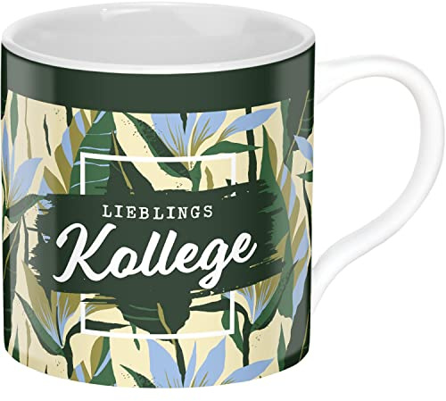 GRUSS & CO 47644 Tasse Kollege, Porzellan, 45 cl, Dschungel-Print, Mehrfarbig