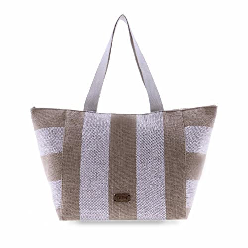 FOR TIME Bolsa de Verano Grande de Lona para Mujer, Bolso de mano y hombro con Asa para Playa, Compras y Viajes Sonia Multicolor