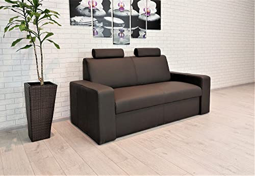 Quattro Meble Echtleder 2,5 Sitzer Sofa Antalya I Extra Breite 180 cm mit höherer Rückenlehne und Kopfstützen Ledersofa Echt Leder Couch große Farbauswahl !!!