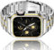 Amznew Bracelet Apple Watch en acier inoxydable avec étui Compatible avec Apple Watch Ultra 6/5/4/SE(44mm), Bracelets iWatch en métal pour hommes, Argent et or