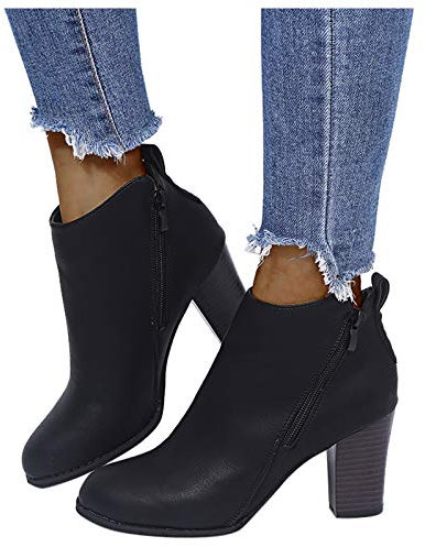Stivali Donna Tacco Morbidi con Tacco Cowboy Stivaletti Eleganti Bassi Comode Stringati Stivali Calzino Ankle Chelsea Boots Autunnali Invernali Chunky Pelle Scamosciati Anfibi