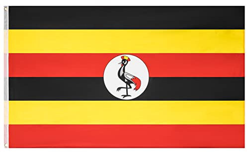 MUWO Flagge Nations Together 90 x 150 cm Nationalmanschaften, doppelseitige Gartenflagge, wetterfeste Fanflagge, Fußballflagge Polyester Länderfagge Deutschland mit Ösen (Uganda)