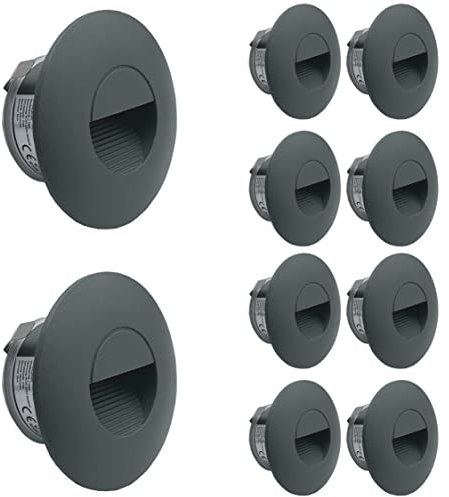LIGHTWORLD24 Welt der Lichter 10er Set LED Stufen-beleuchtung Wand-einbauleuchte Einbaustrahler außen innen Wandleuchte Treppen-leuchte Licht IP65 230V Grau