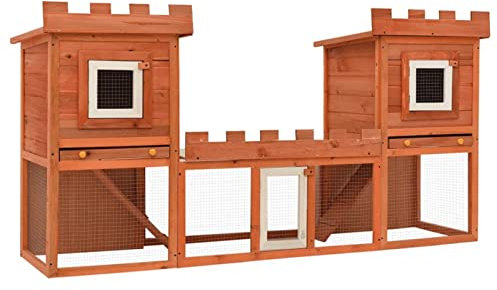 junzai Großer Kaninchenstall Kleintierkäfig Doppelhaus, Hasenstall, Hasenkäfig, Doppelhausninchenställe,Tierhaus, Kleintierstall, Haustierstall, Kaninchen Häuser,