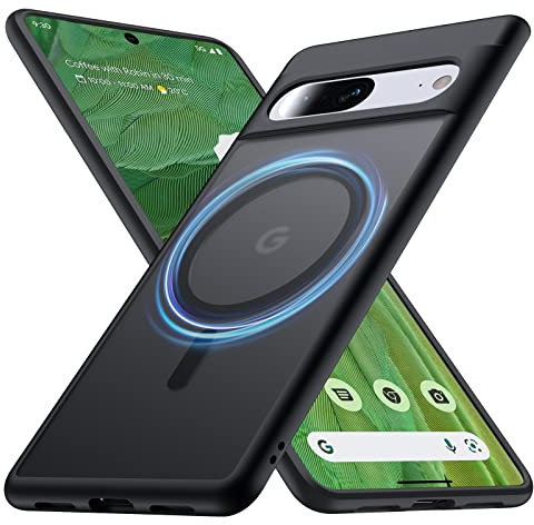 FNDMIL Magnetisch für Google Pixel 7 Hülle mit MagSafe [NO.1 Magnetisch][Anti-Fingerabdruck][Militärschutz Stoßfest] Translucent Matt Hart Rückteil Pixel 7 Handyhülle 5G Dünn Case 6.3'', Schwarz