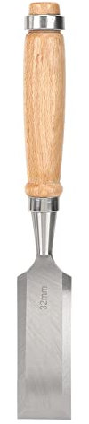 Raguso Ciseau Plat Outils de Menuiserie Manche en Bois Outils de Coupe Accessoire Industriel Durable Cr V 32mm Ciseau à Bois Large Menuiserie