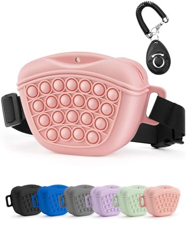 Gobeigo Silicone Dog Treat Pouch with Pet Training Clicker, Magnetic Closure Treat Bag for Puppy Trainning or Dog Walking