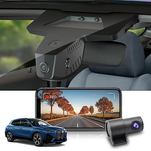 Fitcamx Dashcam Auto Vorne Hinten 2160P+1080P Geeignet für BMW iX 2022-2026 (HD2-2218), OEM Dashcam 4K UHD Video WiFi, Loop-Aufnahme, G-Sensor, Plug & Play, WDR Dasch-cam Auto, mit 128GB-Karte