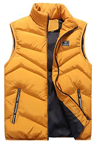 Generisch Ärmellose Weste Herren, Outdoor Wasserdichte Softshell Jacke Mit Reißverschluss Taschen Herren Leichte Steppweste Lang Für Leicht Gaastra Jacket Schwarz Isolid (XL, Yellow)