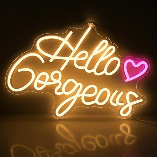 Hello Gorgeous Neon Signs, Arrinew Gaming LED Sign Wall Decor,Colorful Neon Lights powered by USB,Gamer Gifts for Teen Boys Girls Bedroom,Gamer Room,Man Cave,Party Supplies