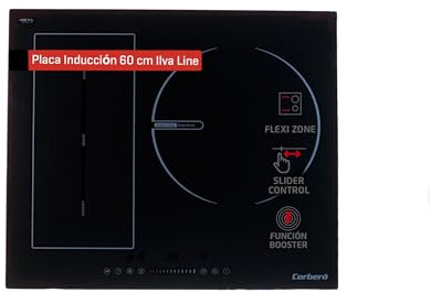 Corberó - Placa Inducción 3 Zonas | CCIG3BL723FLEX | 7200 W | Zona Flexi | Pause y Keep Warm | Touch Control | 3 Boosters | Slider | Zona Grande 30 Cms | Temporizador 99 Min | Seguridad Automática