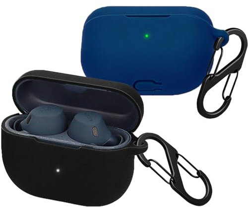 [2 Unidades] easyBee Funda Compatible con Jabra Elite 8 Active Gen 2 / Elite 10 Gen 2 / Elite 8 Active/Elite 10 [con 2 mosquetones], Funda de Silicona Funda para Auriculares Bluetooth, Negro y Azul