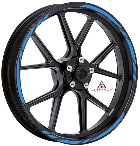 Autodomy | Pegatinas Llantas Moto Juego Completo para 2 Llantas de 15 a 19 Pulgadas | Adhesivos Llanta Moto Resistentes a la Lluvia, Sol, Grasa, Aceite (Azul Claro)