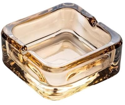 Mairuker Aschenbecher Glasaschenbecher Quadratischer Kristallaschenbecher Klassisches Design Aschenbecher für Zuhause Aschenbecher Zigaretten Outdoor (Bernstein)