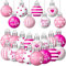 JellyArch 54 Stück Muttertags-Kugel-Ornamente für Baum, Muttertagsdekoration, rosa und weiß, Kugel-Ornamente, Muttertag, hängende Ornamente für Urlaub, Party, Geschenke, Heimdekoration