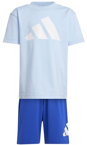 adidas Unisex Kinder Essentials Set Track Suit, glow blue/white, 7-8 Years