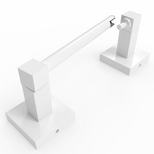 Ruacq Porte-rouleau de papier toilette blanc à double poteau pivotant base carrée murale pour salle de bain