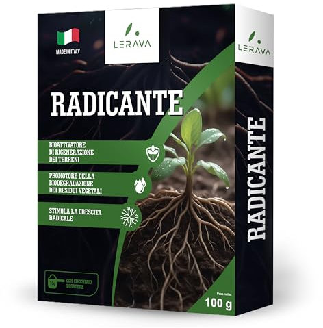 LERAVA® - Radicante per Talee - [Bioattivatore] 100g - Miscela Organica e Inorganica con Microrganismi Utili - Stimola Crescita e Fertilità del Suolo - Per Piante e Talee - Made in Italy - Ecologico