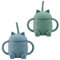 amo nenes 2 bicchieri in silicone per bambini, con cannucce e manici, per bambini, senza BPA, per microonde e lavastoviglie, colore: blu e verde