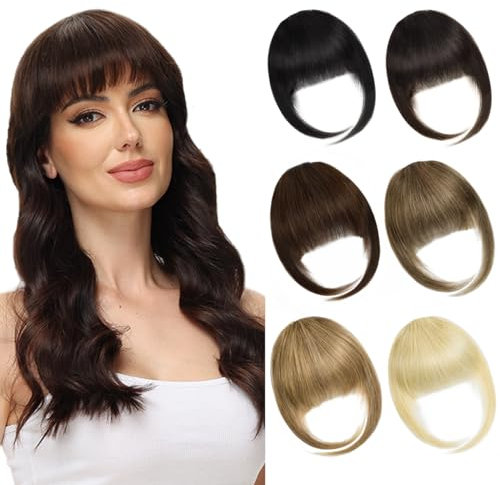 PARXITN Pony Haare Clip in Pony menschliche Haarverlängerungen flache Gesicht Fransen Pony menschliche Haare Stücke für Frauen Fringe Haarteil Bangs with Tempel hairpiece Strohblond