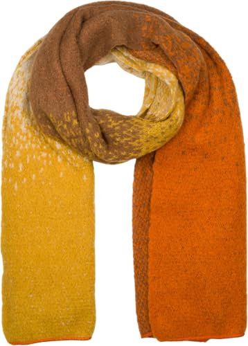 styleBREAKER Damen Web-Schal mit Pixel-Farbverlauf, warmer Winter-Schal im Ombré Look, mehrfarbige Farbübergänge 01017161, Farbe:Curry-Orange