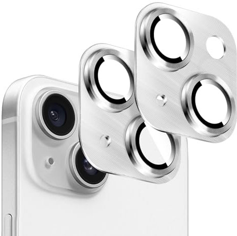 Kucheed 2 Piezas Protector de Lente de Cámara para iPhone 13/iPhone 13 Mini, Decoración de Aluminio de Una Pieza con Diseño de Textura 3D, Cubierta Trasera de Protección Total para Cámara