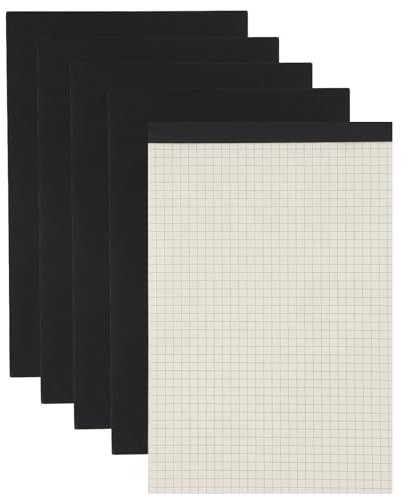 heavenlife Notizblock A5 Kariert, 5 Stück Block Kariert A5, Notizblöcke Schreibblock, 80 Blatt je Block, Notizzettel Abreißbar 14,8 x 22,4 cm für Büro, Haushalt, Schule