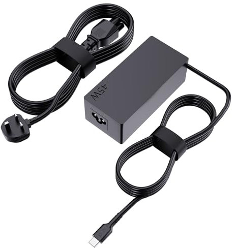 Chromebook Charger, 45W USB C Laptop Charger Compatible with HP Lenovo Dell Asus Acer Samsun-g Google and More Type-C Fast Charging Adapter Power Supply Cord UK Plug