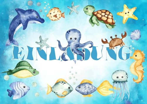 Edition Colibri 10 Einladungskarten Kindergeburtstag Set: Die bunten Meerestiere sind die perfekte Party- Einladungen für Mädchen und Jungen (11154 DE)