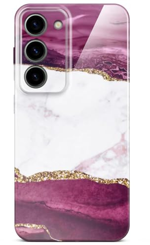 ONEFLOW Bliss Cover für Samsung Galaxy S23 Hülle in Marmor Optik, Designer Case Handy Schutzhülle mit Kameraschutz, Muster Hardcase Glitzer Handyhülle marmoriert, Rot Gold Weiß
