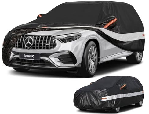 Holthly Autoabdeckung SUV Passend für Mercedes Benz GLC Klasse 200 220 250 300 350 GLC43 GLC63 (2015-2025) 10 Schichten Vollgarage Auto Abdeckplane 100% Wasserdicht Autoplane Outdoor Autogarage