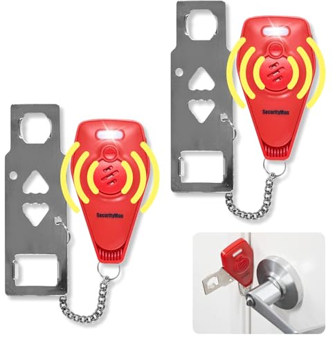 Securityman Tragbares Türschloss mit Alarm (2er-Pack) | Hotel-Türschlösser für Reisende Sicherheit | Laute 130 dB Türsicherung für Hotelzimmer, Wohnung, Haus und Reisesicherheit im Inneren